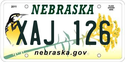 NE license plate XAJ126