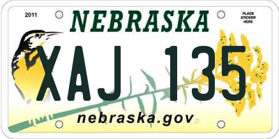 NE license plate XAJ135