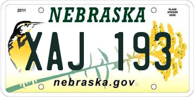 NE license plate XAJ193