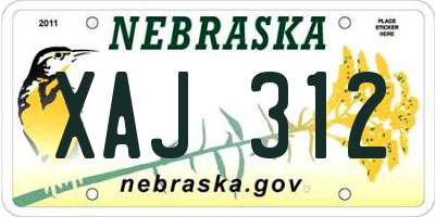 NE license plate XAJ312
