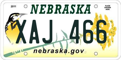 NE license plate XAJ466