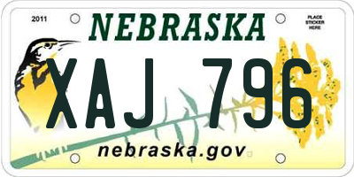 NE license plate XAJ796