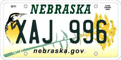 NE license plate XAJ996