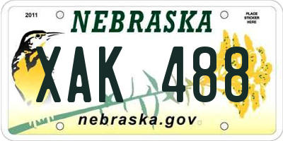 NE license plate XAK488