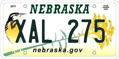 NE license plate XAL275