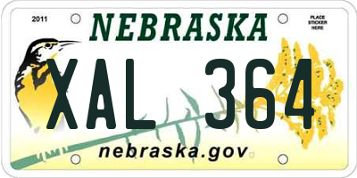 NE license plate XAL364