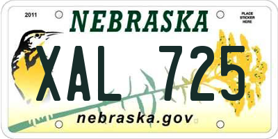NE license plate XAL725