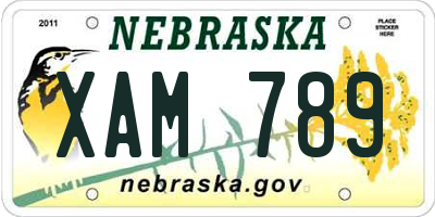 NE license plate XAM789