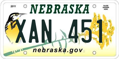 NE license plate XAN451