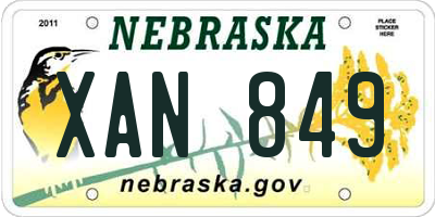NE license plate XAN849