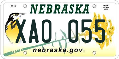 NE license plate XAO055