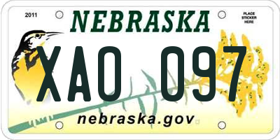 NE license plate XAO097