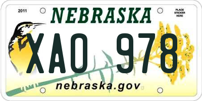 NE license plate XAO978