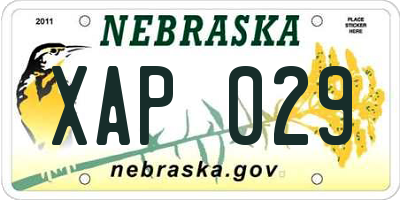 NE license plate XAP029