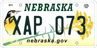 NE license plate XAP073