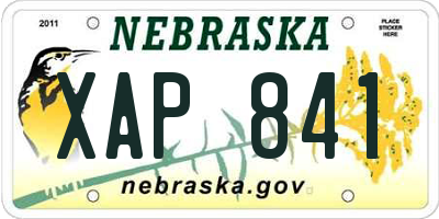 NE license plate XAP841