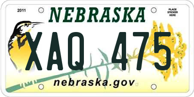 NE license plate XAQ475