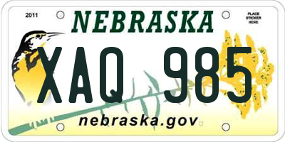 NE license plate XAQ985