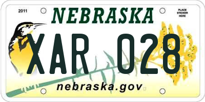 NE license plate XAR028
