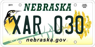 NE license plate XAR030