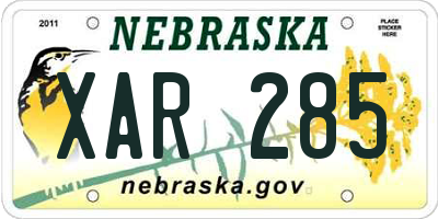 NE license plate XAR285