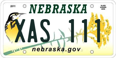 NE license plate XAS111