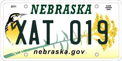 NE license plate XAT019
