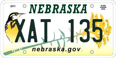 NE license plate XAT135