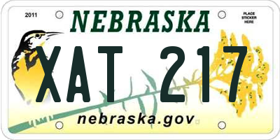 NE license plate XAT217