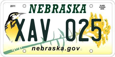 NE license plate XAV025