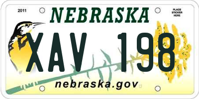 NE license plate XAV198