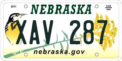 NE license plate XAV287