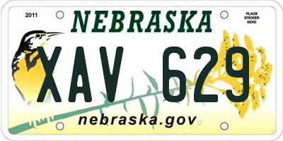 NE license plate XAV629