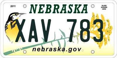 NE license plate XAV783