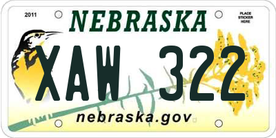 NE license plate XAW322