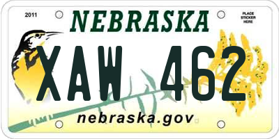 NE license plate XAW462