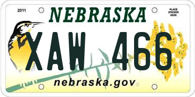 NE license plate XAW466