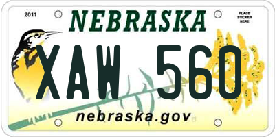 NE license plate XAW560