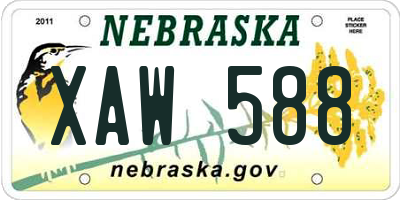 NE license plate XAW588