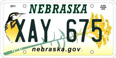 NE license plate XAY675