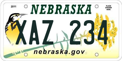 NE license plate XAZ234