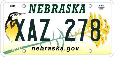 NE license plate XAZ278