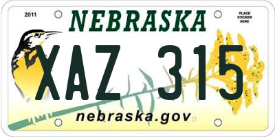 NE license plate XAZ315