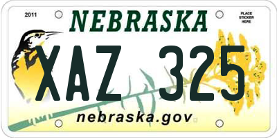 NE license plate XAZ325