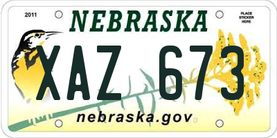 NE license plate XAZ673