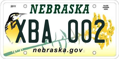 NE license plate XBA002