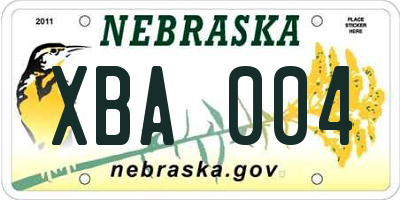 NE license plate XBA004