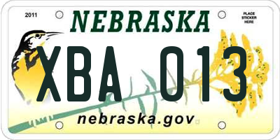 NE license plate XBA013