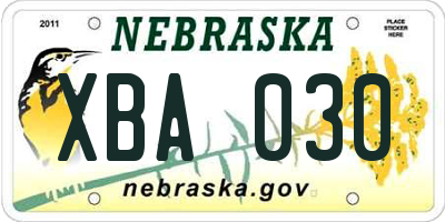 NE license plate XBA030