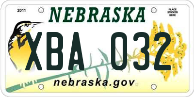 NE license plate XBA032